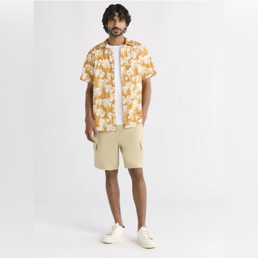 Free Assembly Men’s Linen Blend Pull On Cargo Shorts size S